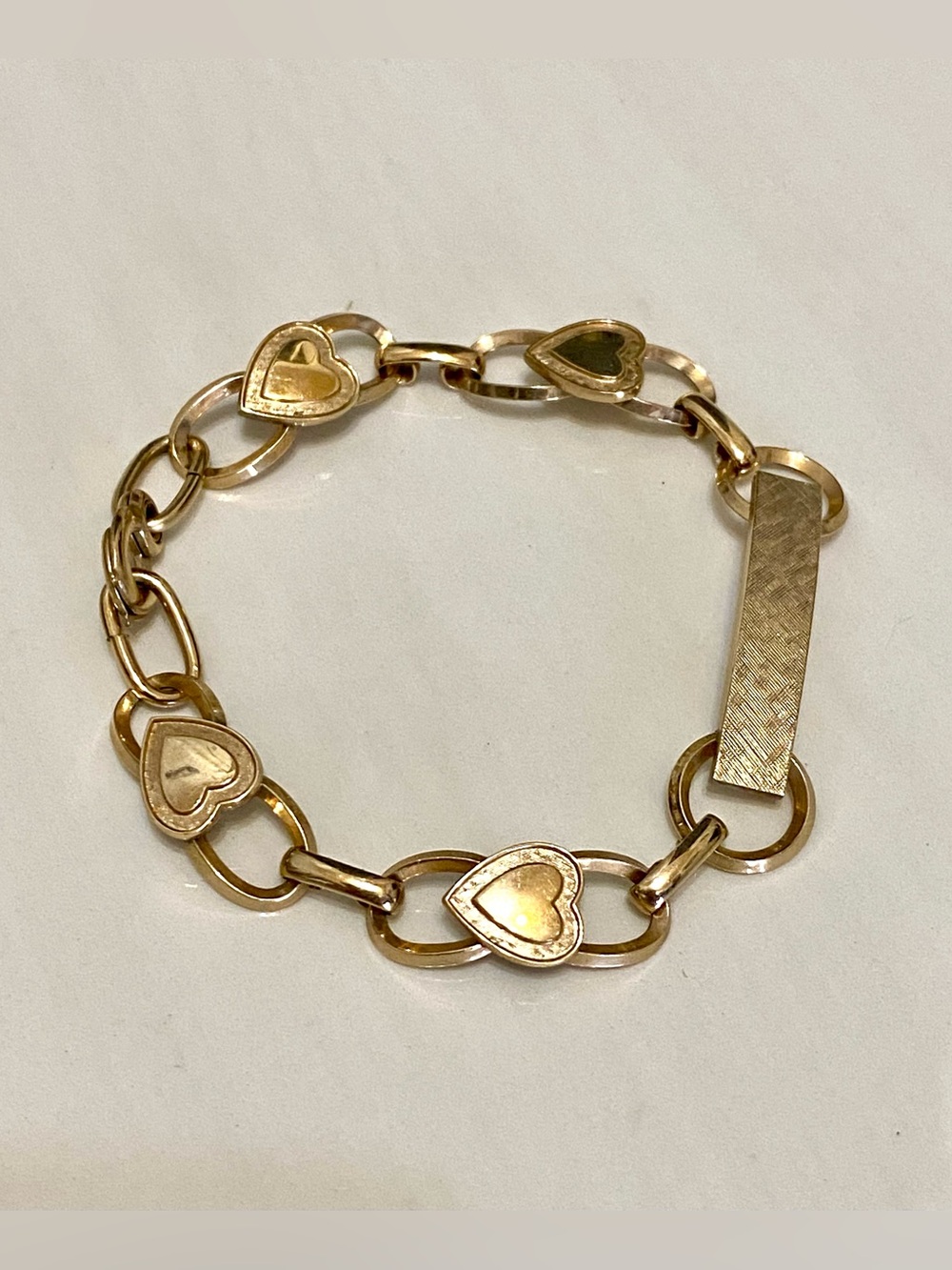 Vintage 1/20 12K Gold Filled Heart Link Bracelet